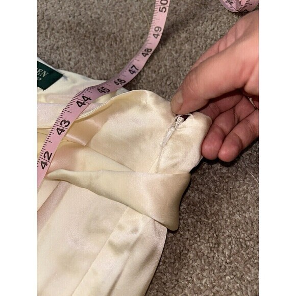 Lauren Ralph‎ Lauren Silk Ivory White Wide Leg Pants With Sash 16 - Picture 5 of 9